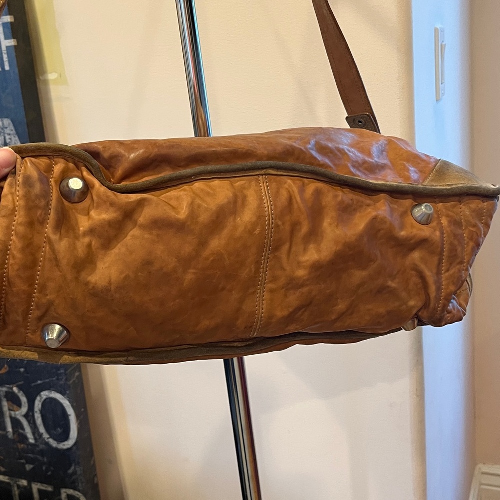 💃🧋Celine Vintage Leather Weekender Tote Bag Brown Shoulder Strap Made in Italy - Picture 7 of 12